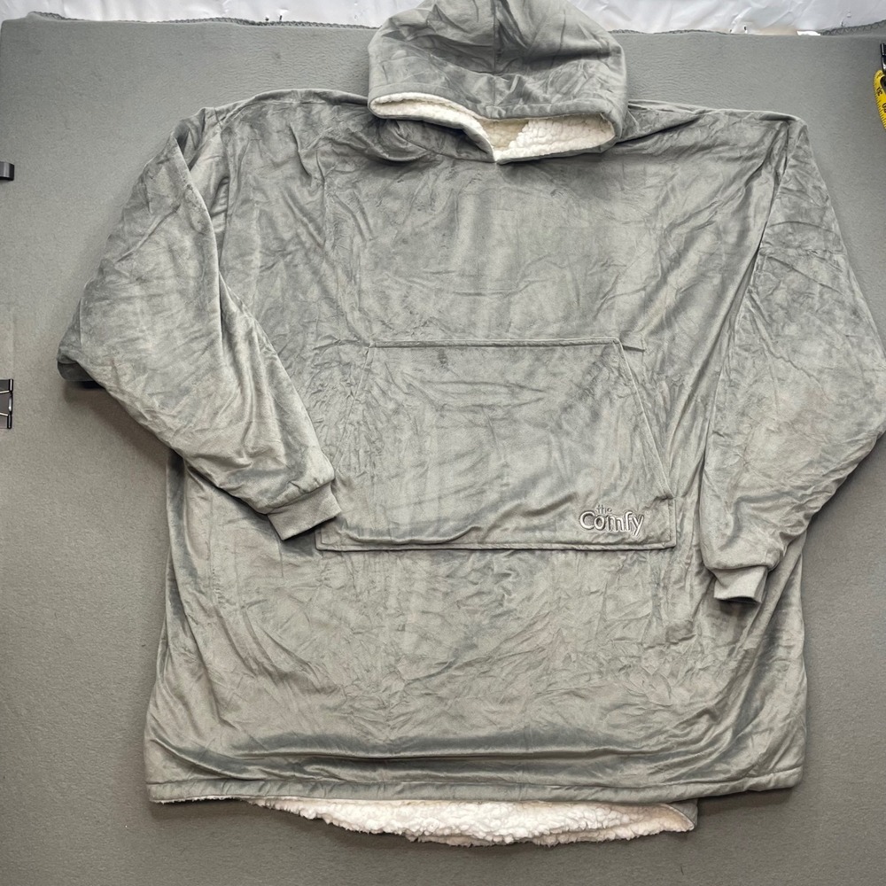 The Comfy Unisex Wearable Blanket Hoodie Gray Sherpa Lined One Size Cozy Lounge
